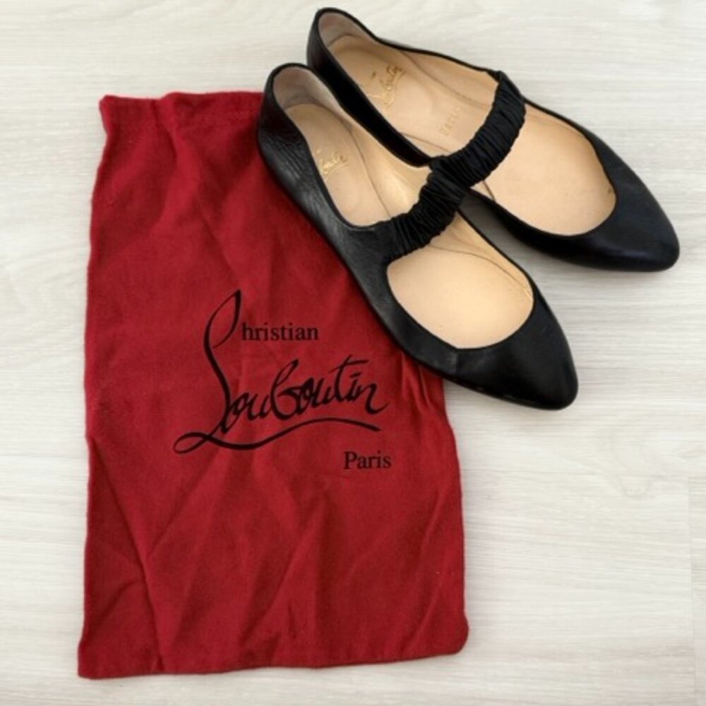 Christian Louboutin // Black Leather Mary Jane Flat - Womens 38 (US 7.5 or 8)